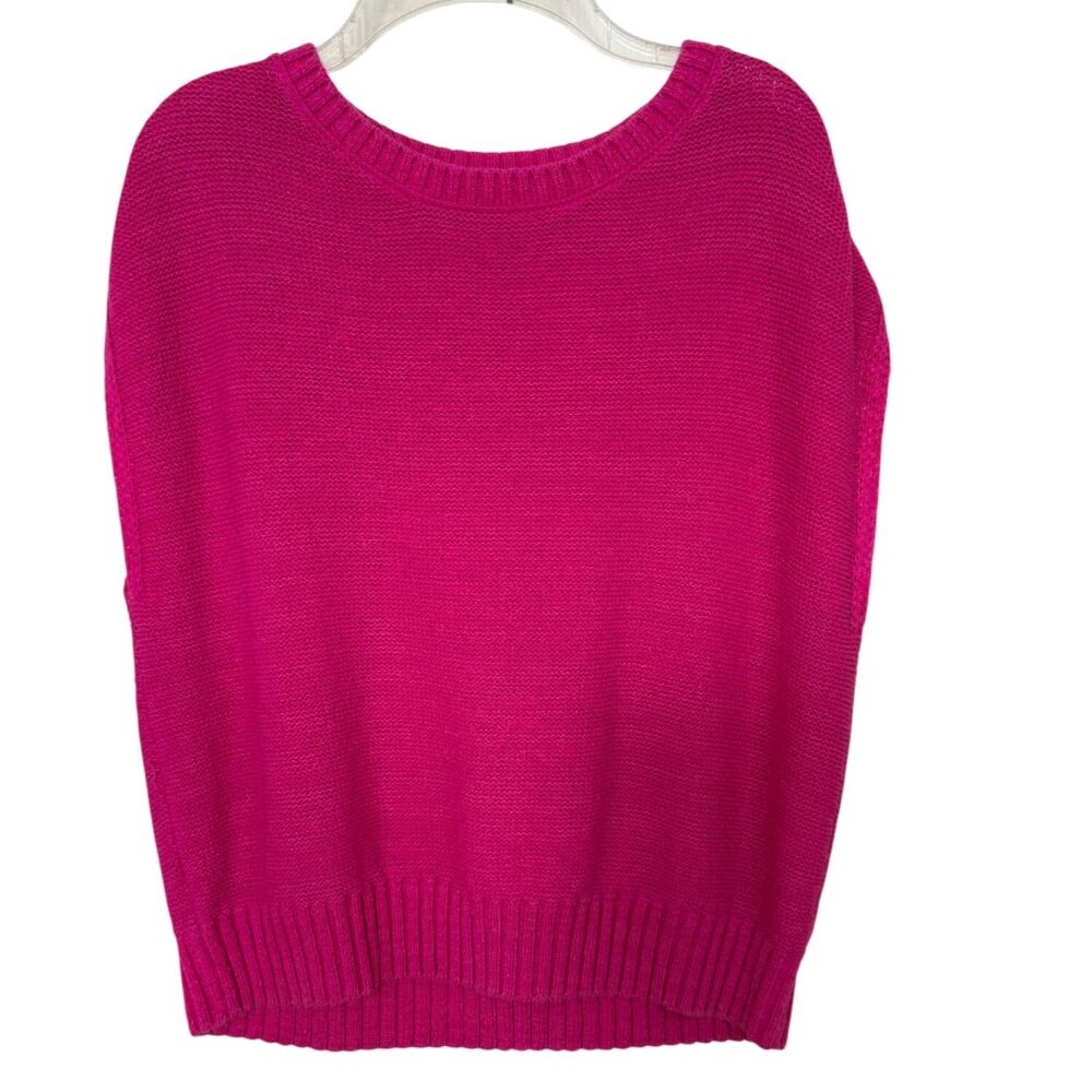LOFT Pink Knit Sweater Women’s Small Sleeveless Crew Neck Cotton Blend Academia